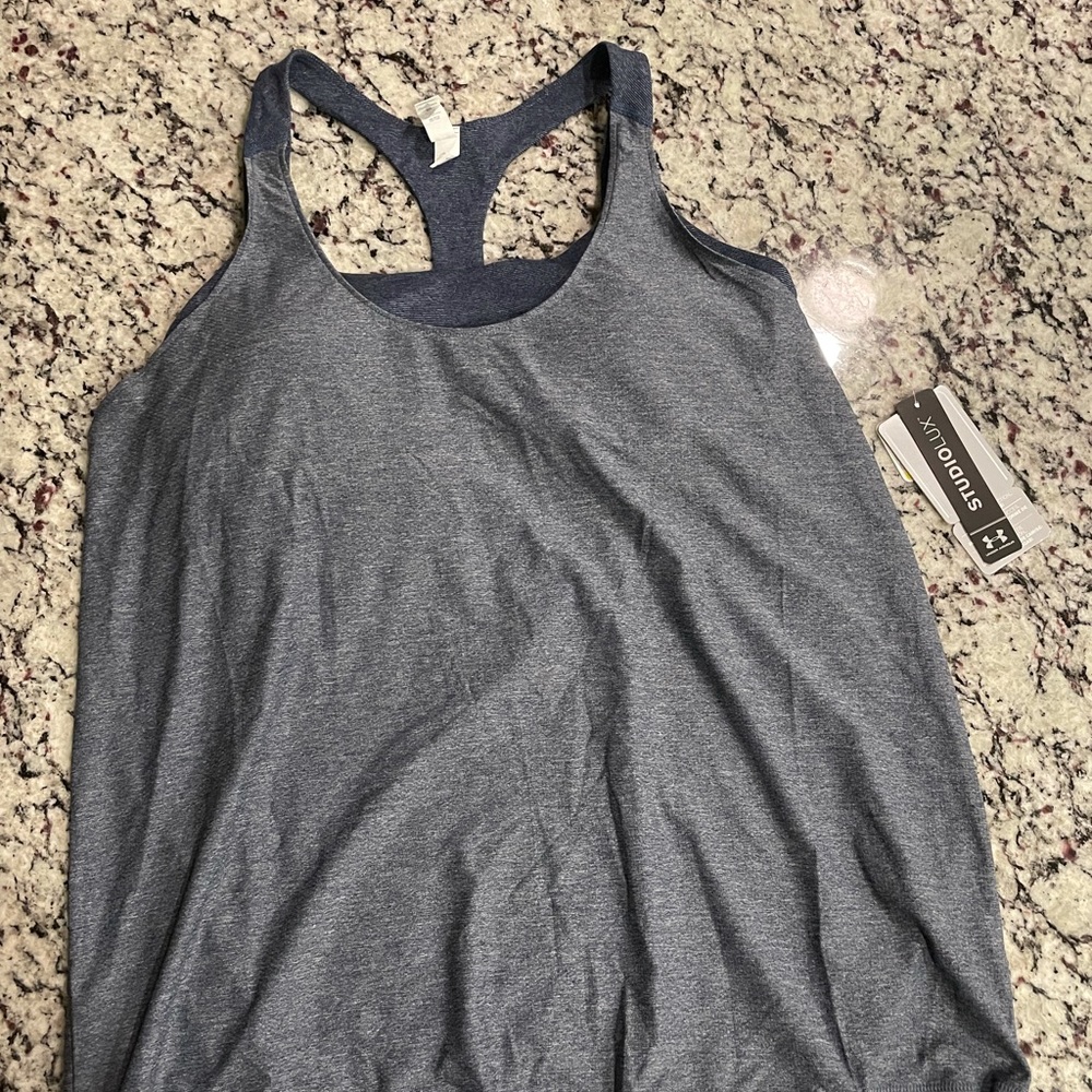 Under Armor Tank with Bra and drawstring bottom- Blue